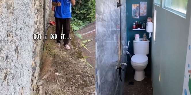 Lahan Setapak Lebarnya Kurang 1 Meter, Disulap Jadi Kamar Mandi Mungil yang Cantik
