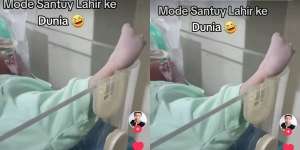 Gemasnya Bayi Paling Santuy di Dunia, Baru Lahir Langsung Ongkang Kaki