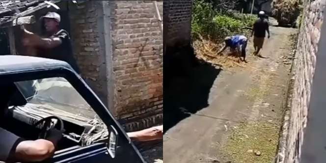 Demi Pikap Pengangkut Jerami Bisa Lewat di Jalan Sempit, Rumah Warga Dibabat