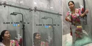 Ngeri! Detik-detik Pintu Kaca di Kamar Mandi Pecah Sendiri, Posisi Wajah Emak-emaknya Dekat Sekali