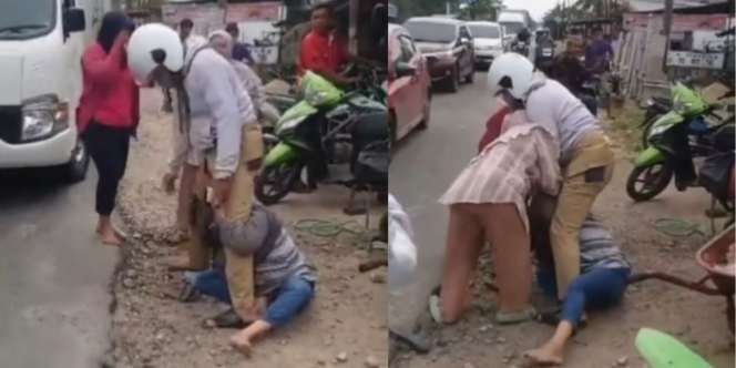 Viral Ibu dan Anak Labrak Pelakor di Pinggir Jalan, Suami Berseragam PNS Malah Lindungi Selingkuhan