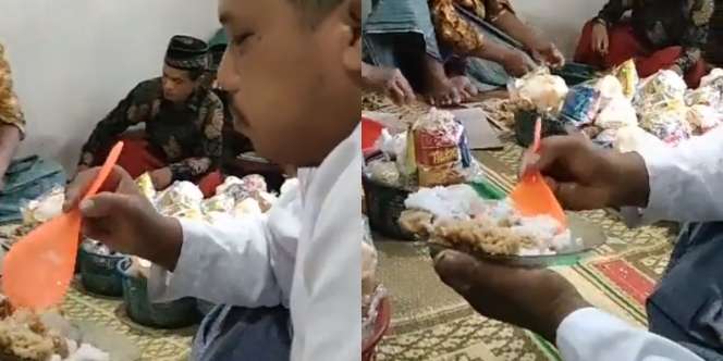 Agak Lain! Pria Ini Makan Pakai Alat Tak Biasa, Sekali Suap Auto Kenyang
