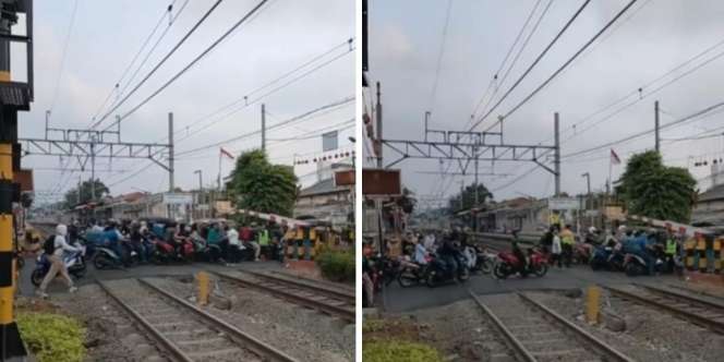 Ulah Warga +62, Pengendara Motor Ngeyel Terobos Palang Pintu Malah Kereta Apinya yang Mengalah