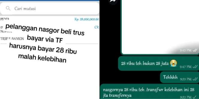 Kejujuran Pedagang Nasi Goreng Kembalikan Uang Salah Transfer Pelanggan: Beli Rp28 Ribu Kembaliannya Rp27 Juta