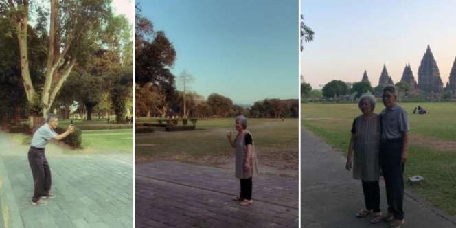 Momen Haru Sekaligus Romantis Kakek Cari Angle Bagus Saat Memotret Istri di Pelataran Candi Prambanan: Neneknya Dapat Pasangan Tepat