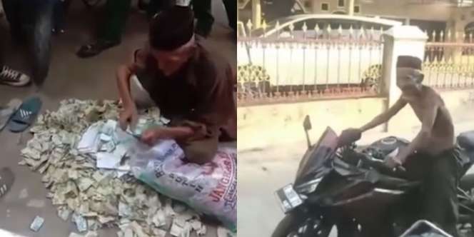 Viral Kakek di Pekalongan Beli Moge Pakai Uang Sekarung, Aksi Geber Motor sambil Telanjang Dada Bikin Iri Anak Muda