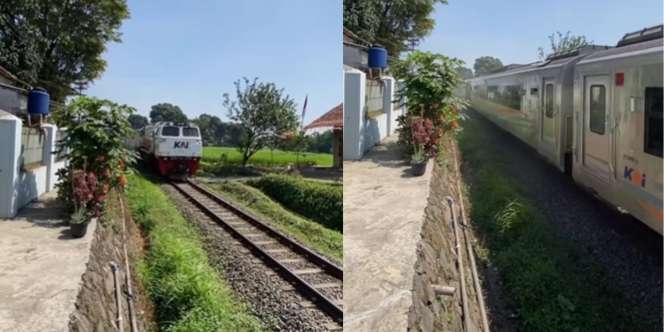 Penampakan Rumah di Pinggir Rel Kereta Api, Buka Pintu Belakang Langsung Beda Suasana