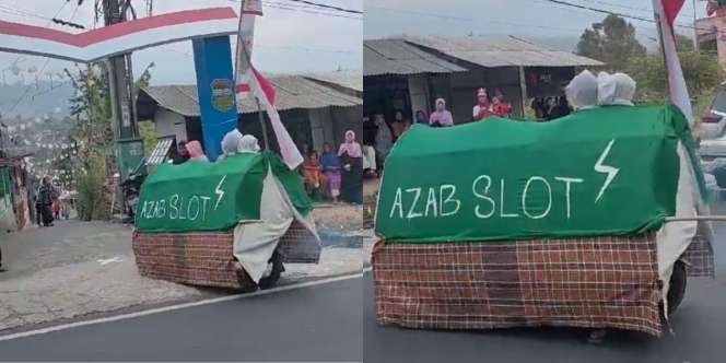 Penampakan Keranda Racing Ikut Pawai 17 Agustus, Tulisan di Sarungnya Bikin Salah Fokus