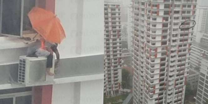 Viral Orang Duduk di Kompresor AC Lantai 21 di Tengah Hujan Badai, Bikin Geger Penghuni Apartemen