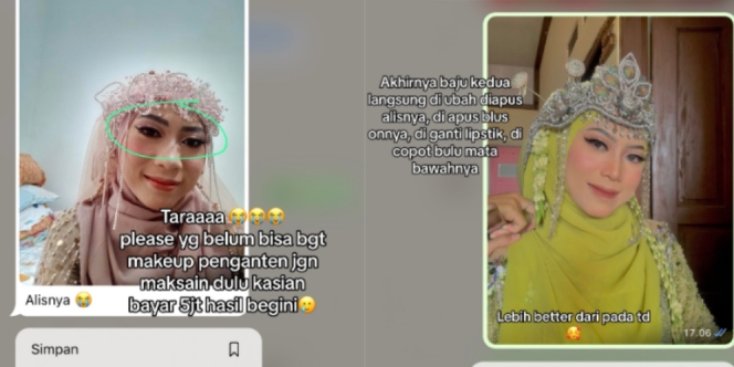Makeup Pengantin Dirias MUA VS Didandani Sepupu, Bedanya bak Bumi dan Langit
