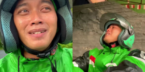 Momen Haru Sopir Ojol Nangis dapat Orderan dari Singapura untuk Dibagikan