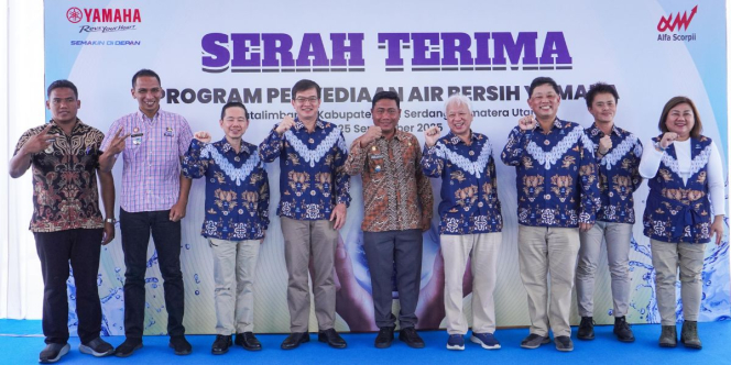 Manfaatkan Sistem Penjernih Air YCW-008A, Yamaha Bantu Pasok Air Minum 8.000 Liter/Hari di Kutalimbaru