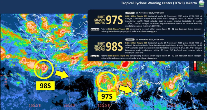 Ada 2 Bibit Siklon Tropis Terpantau BMKG, Waspada Cuaca Ekstrem!
