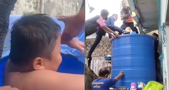 Niatnya Mulia Selamatkan Kucing, Bocah 12 Tahun Malah Balik Ditolong Damkar dari Dalam Toren Air