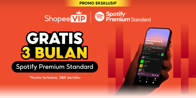 Kolaborasi Shopee VIP x Spotify: Dengerin Musik Bebas Iklan Gratis Selama 3 Bulan!