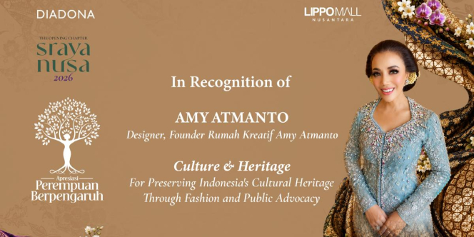 Amy Atmanto Raih Apresiasi Perempuan Berpengaruh 2026, Lestarikan Budaya Indonesia Lewat Fashion