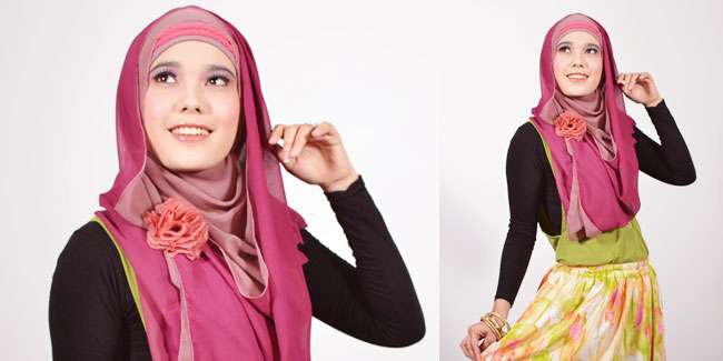 Foto Tutorial Pashmina `Two-Tone`