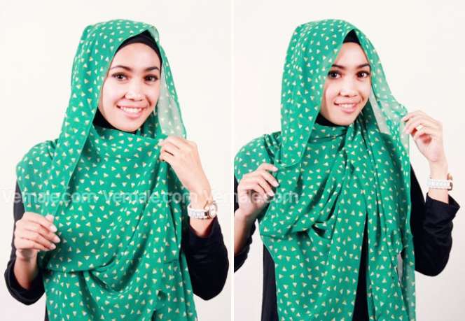 Tiga Langkah Memakai Pashmina Chiffon