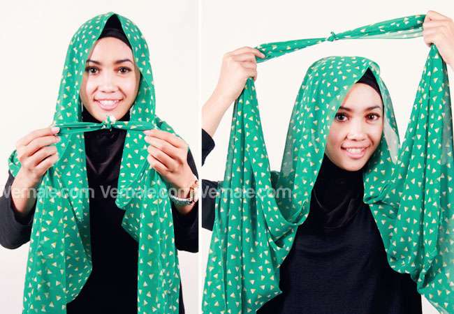 Tiga Langkah Memakai Pashmina Chiffon