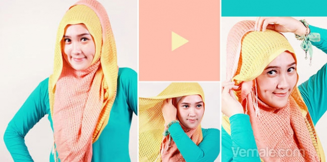 Gaya Casual dengan Pashmina Rajut