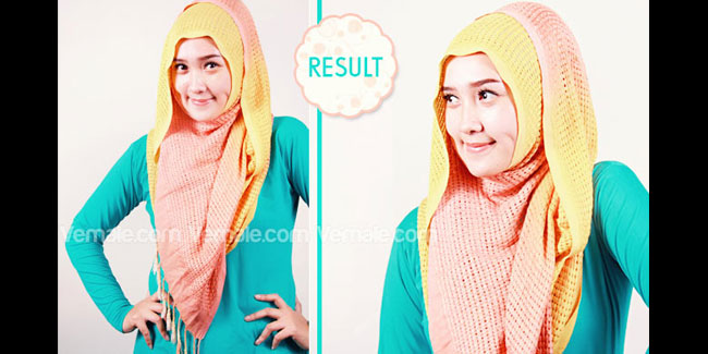 Gaya Casual dengan Pashmina Rajut