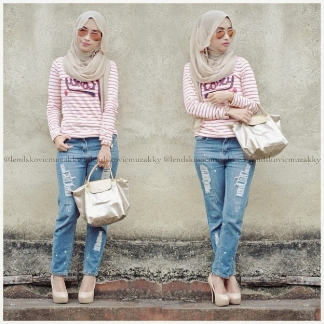 Gaya Jins Keren Hijabers 