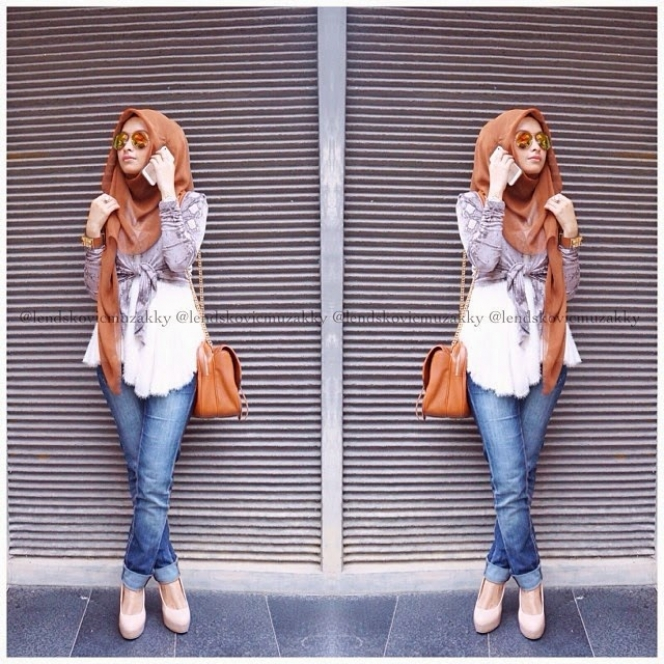 Gaya Jins Keren Hijabers 