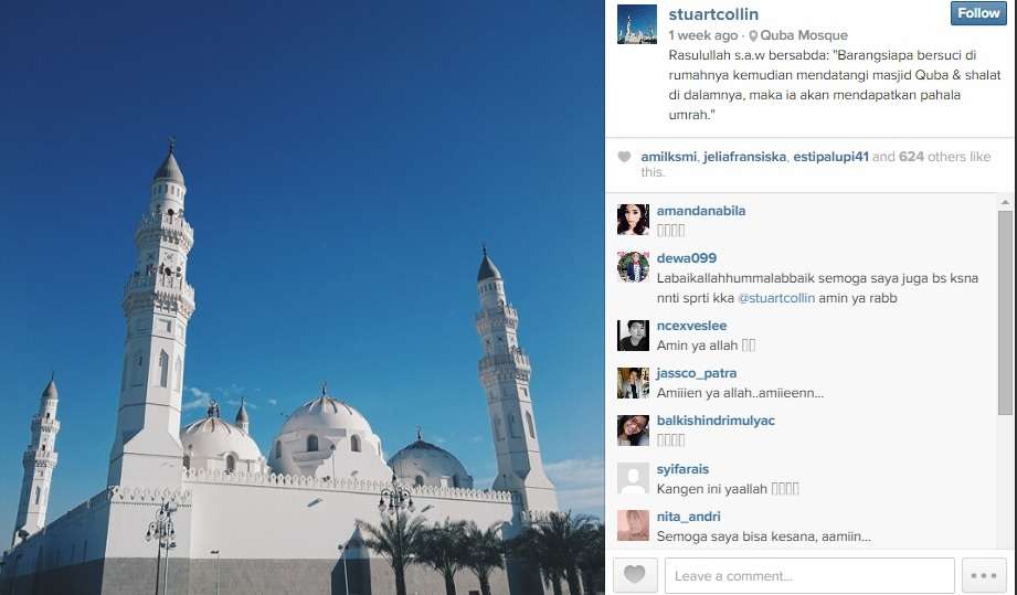Perjalanan Umrah Aktor Tampan Stuart Collin