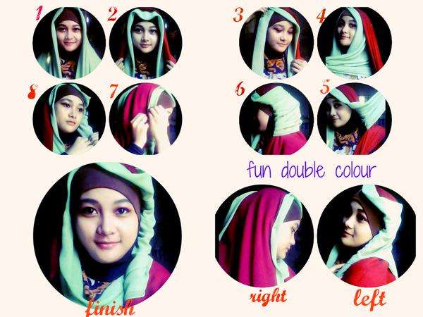 Gaya Hijab Motif di `Fun Double Colour Paris`