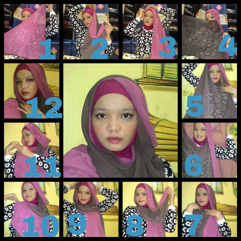 Tutorial Hijab Syar'i Dua Warna