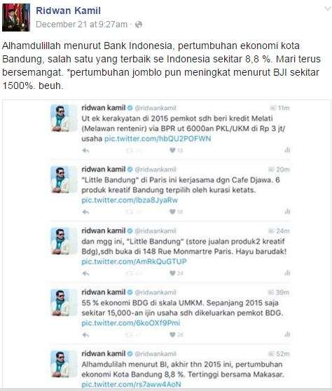 Gaya `Bodor` Ridwan Kamil di Instagram