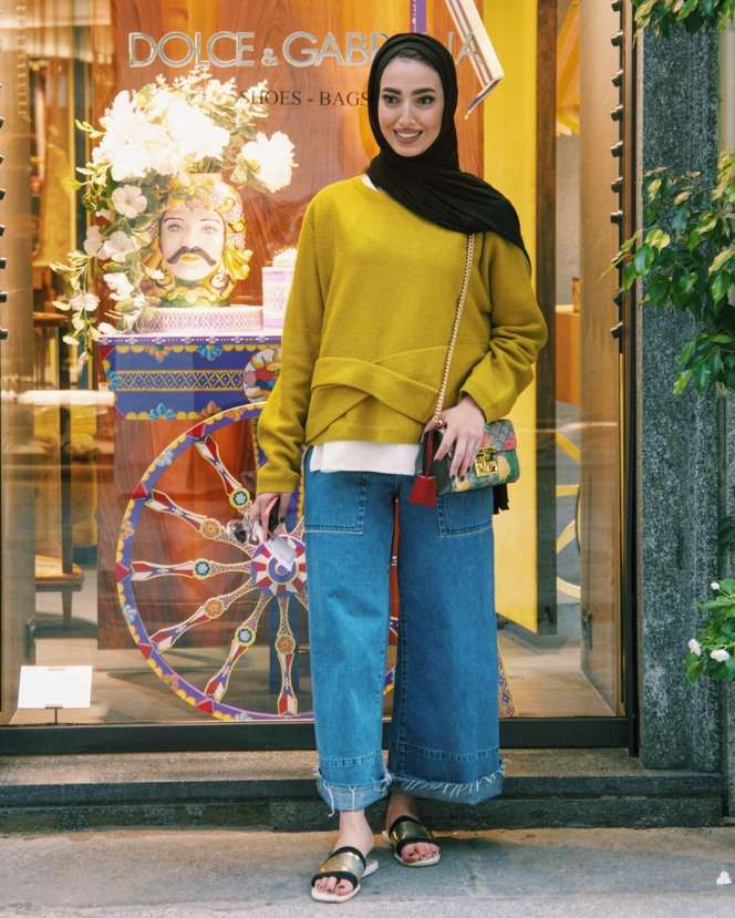#HOTD: Palazzo Denim Andalan Leena Al Ghouti