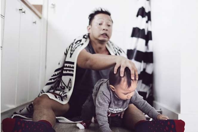 Gemas! Pose Kocak Ringgo Agus dan Sang Anak