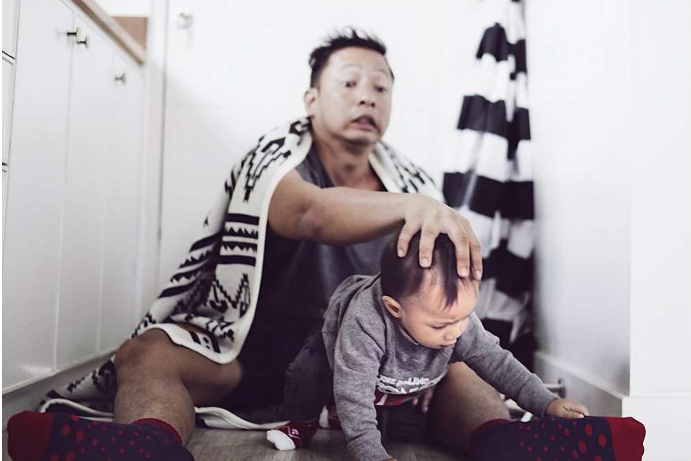 Gemas! Pose Kocak Ringgo Agus dan Sang Anak