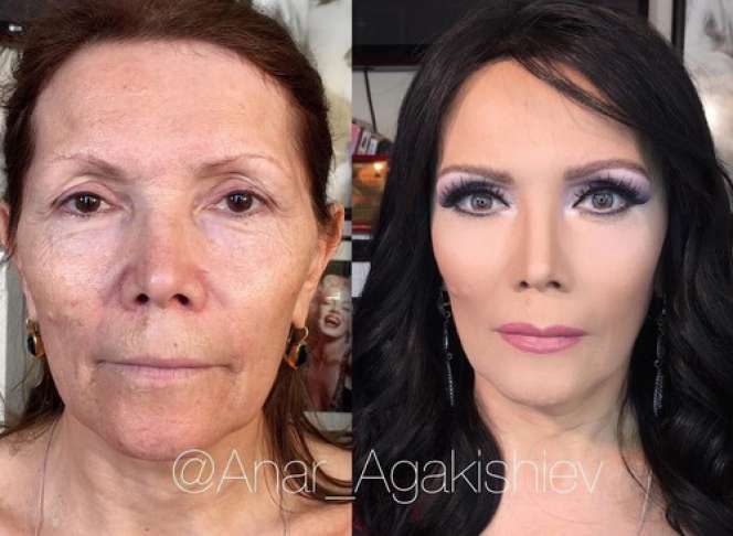 Wajah Wanita Tua Didandani Make Up Artist Ini Bikin Pangling