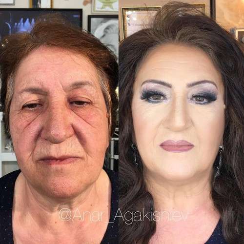Wajah Wanita Tua Didandani Make Up Artist Ini Bikin Pangling