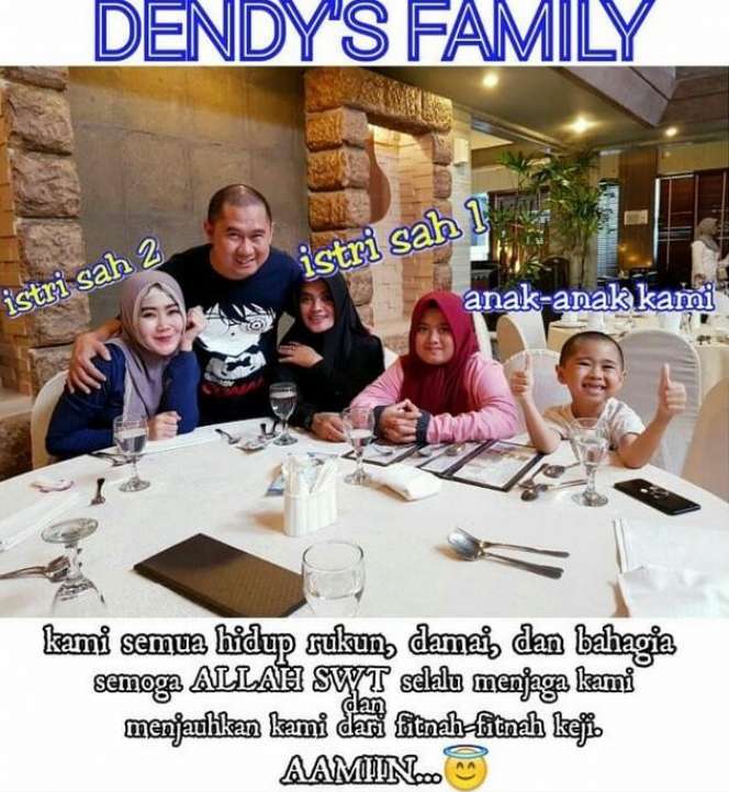 Bu Dendy Tampil Mesra dengan Sang Suami dan Istri Pertama
