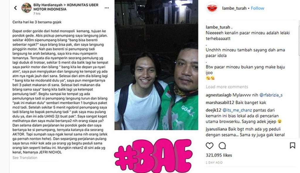 Tak Hanya Tampan, Aktor Jefri Nichol Ternyata Juga Dermawan