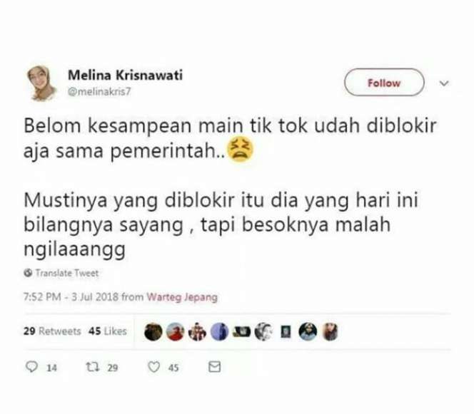 6 Cuitan Kocak Netizen Soal Pemblokiran Tik Tok