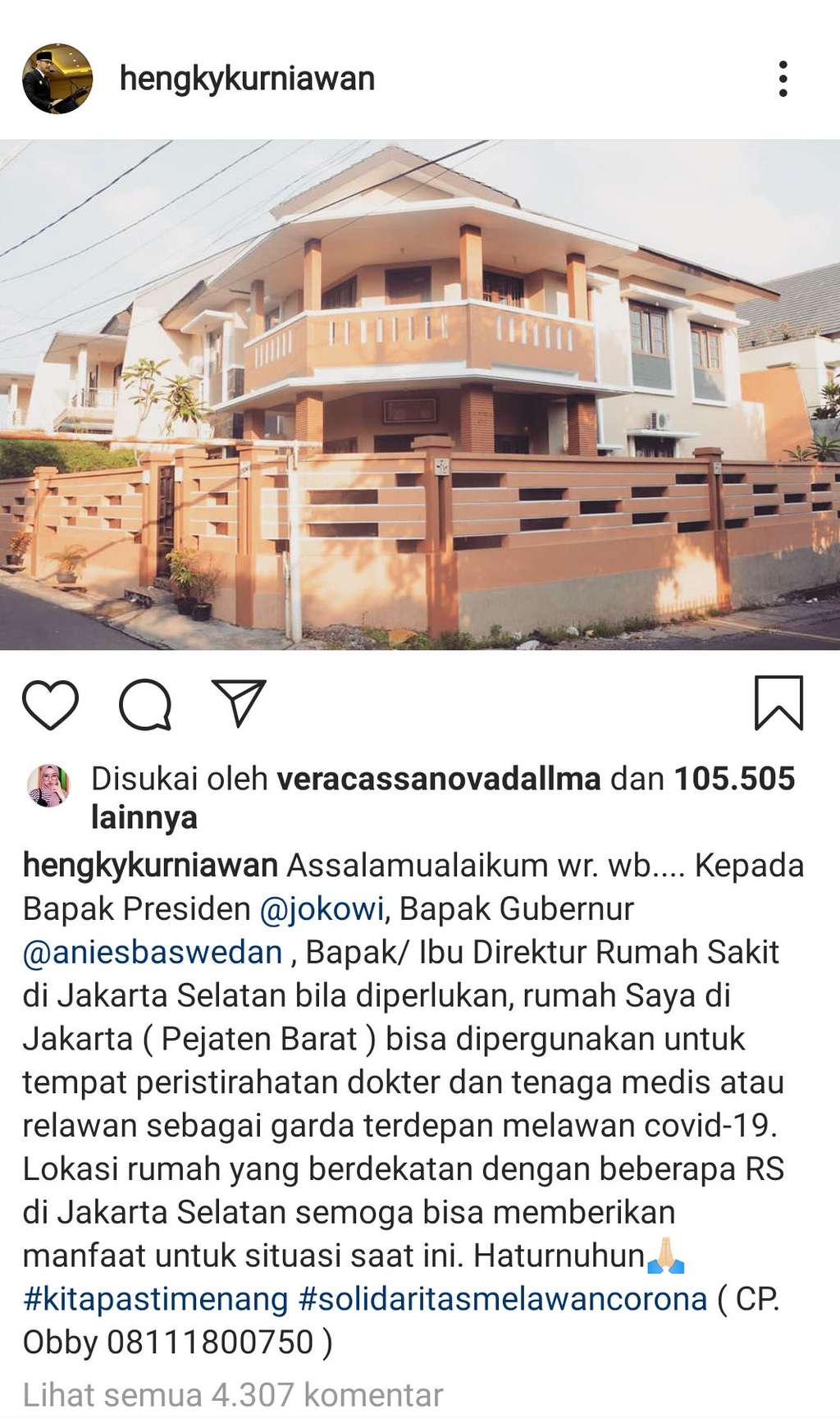 Alasan Hengky Kurniawan Ingin Rumahnya Jadi Tempat Rehat Medis