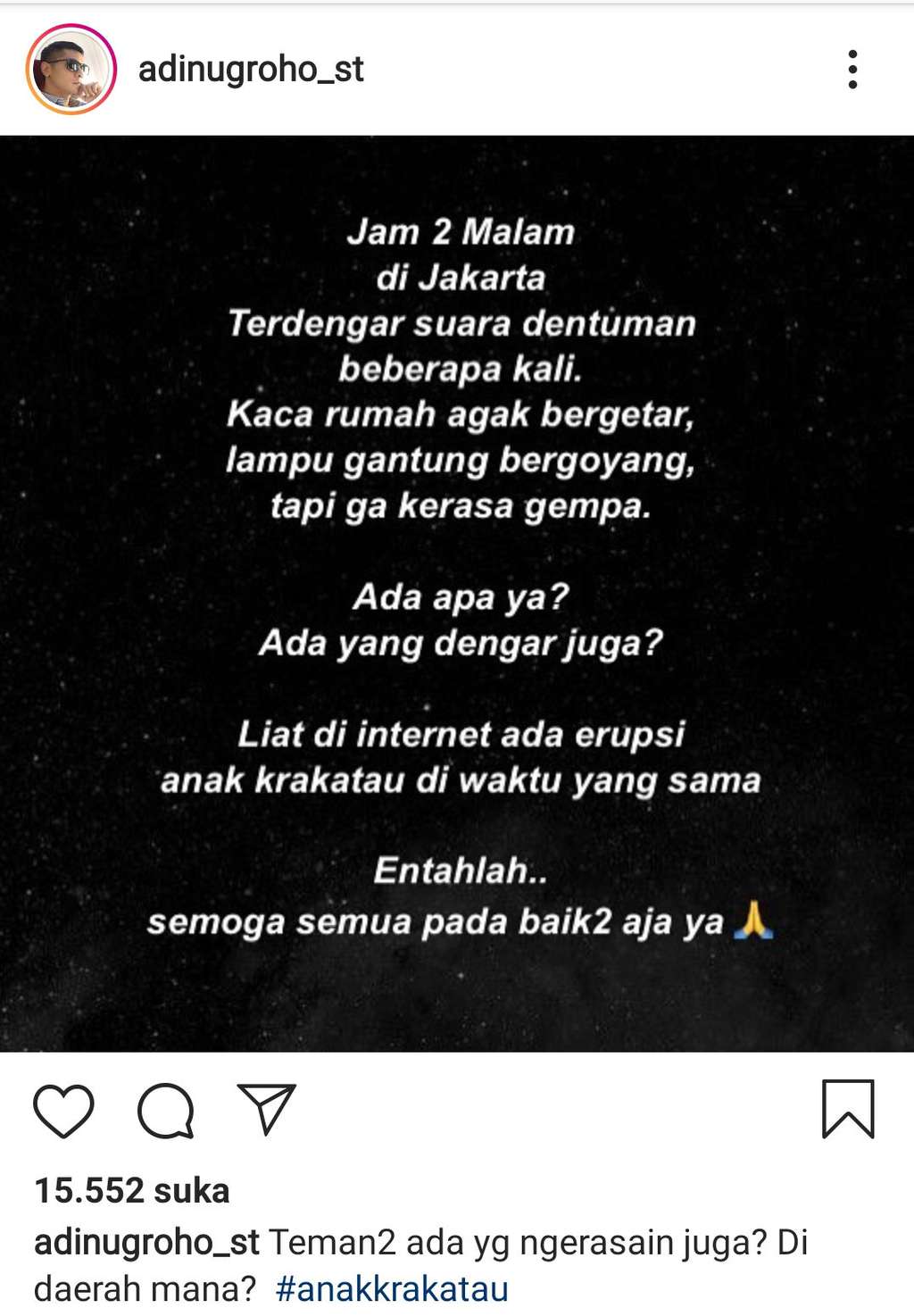 Suara Dentuman Misterius, Adi Nugroho: Kaca Bergetar