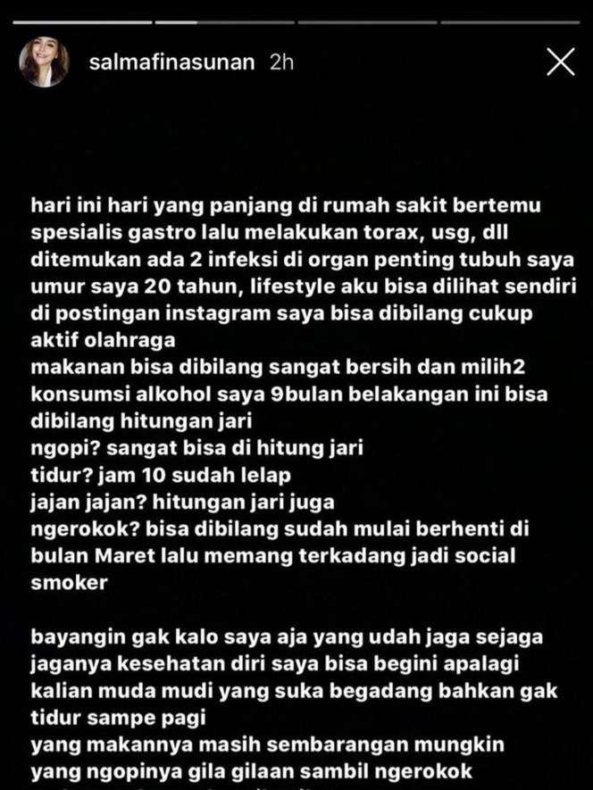 Dua Organ Tubuhnya Terinfeksi, Ini Gaya Hidup Salmafina Sunan