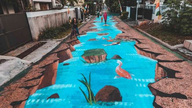 Mengintip Warna-Warni Mural 3D di Jalanan Cilandak, Keren!