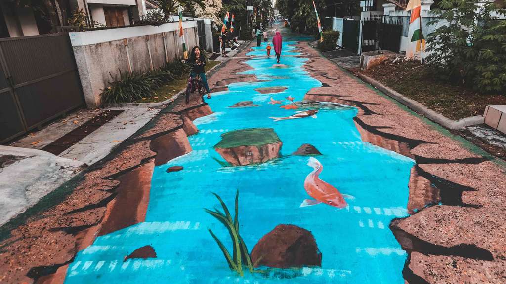 Mengintip Warna-Warni Mural 3D di Jalanan Cilandak, Keren!