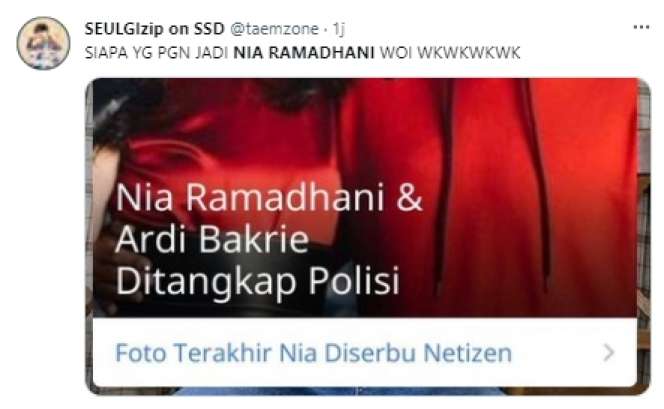 11 Cuitan Lucu Netizen Nia Ramadhani Ditangkap karena Narkoba