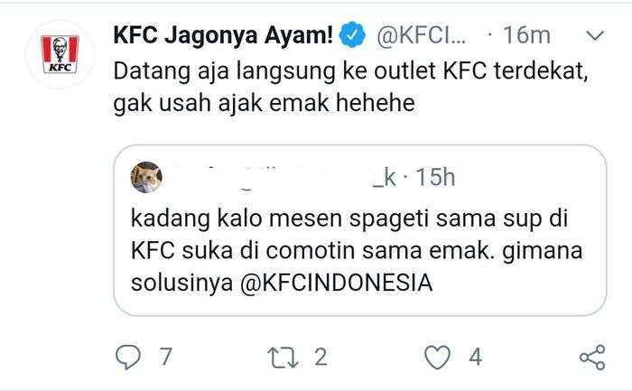 10 Cuitan Kocak Admin KFC Balas Komentar Netizen, Bikin Ngakak