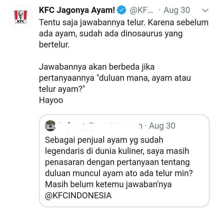 10 Cuitan Kocak Admin KFC Balas Komentar Netizen, Bikin Ngakak
