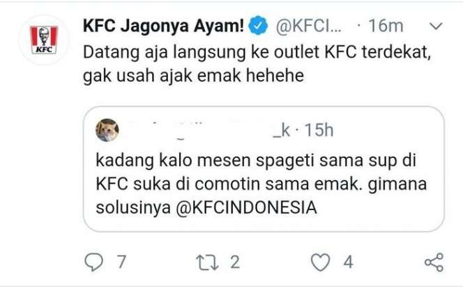 10 Cuitan Kocak Admin KFC Balas Komentar Netizen, Bikin Ngakak