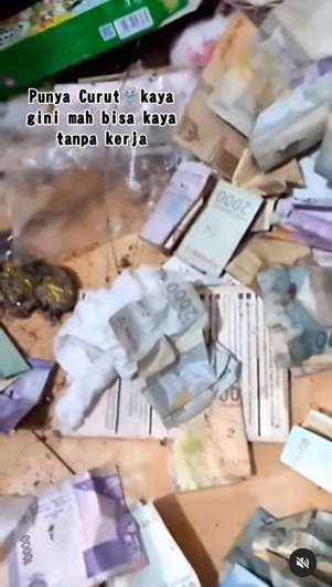 10 Potret Pasutri Bongkar Sarang Tikus di Rumahnya, Isinya Tumpukan Uang Banyak Banget, Auto Kaya!