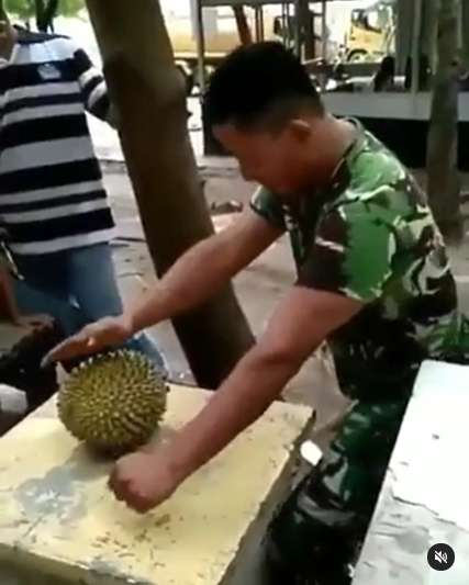 Viral Pria Belah Durian dengan Tangan Kosong, Endingnya Bikin Ngilu, Lihat 8 Potretnya!